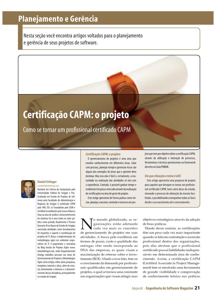Certificação CAPM - O Projeto